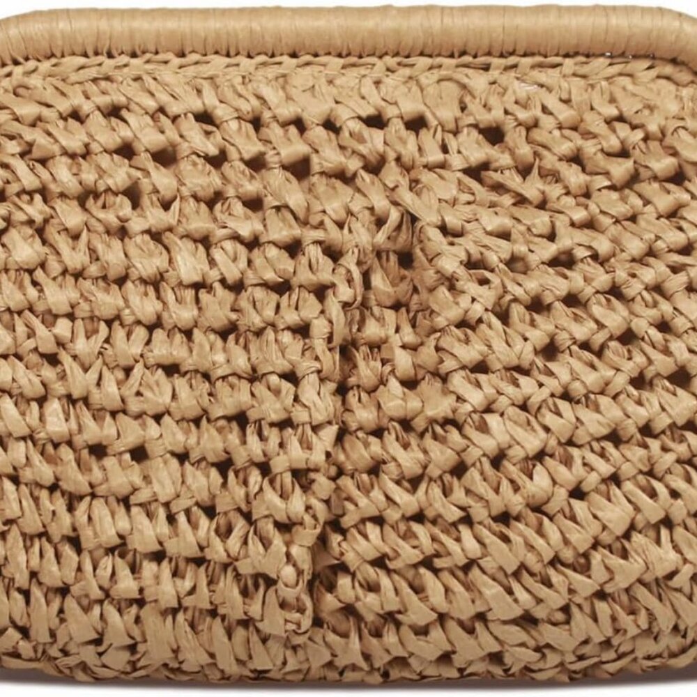 Elegant Straw Pouch with Chain Strap - Ideal for Beach, Parties, and Date Nights